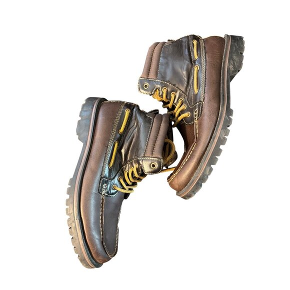 Tommy Hilfiger Jensen Brown Leather Hiking Boots Padded Collar Lace Up Sz 8 main image 6